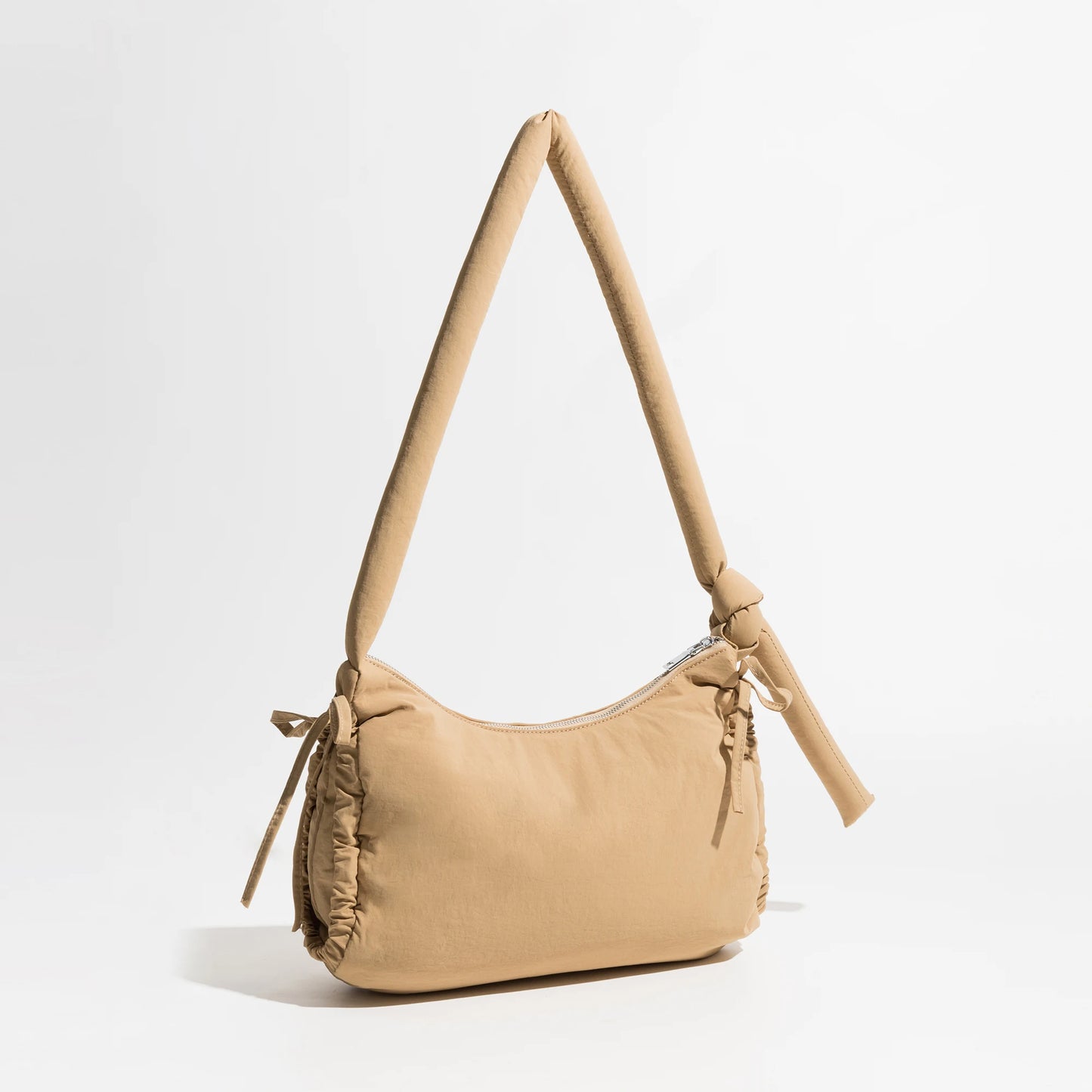Tassel Puffer Messenger Solid Knoted Handle Cotton Sling Crossbody Purse Simple Elegant Girl's Hobo Pack - Vennus