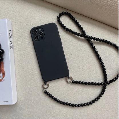 Black Phone Case +  Black Spheres Chain & Crossbody Strap