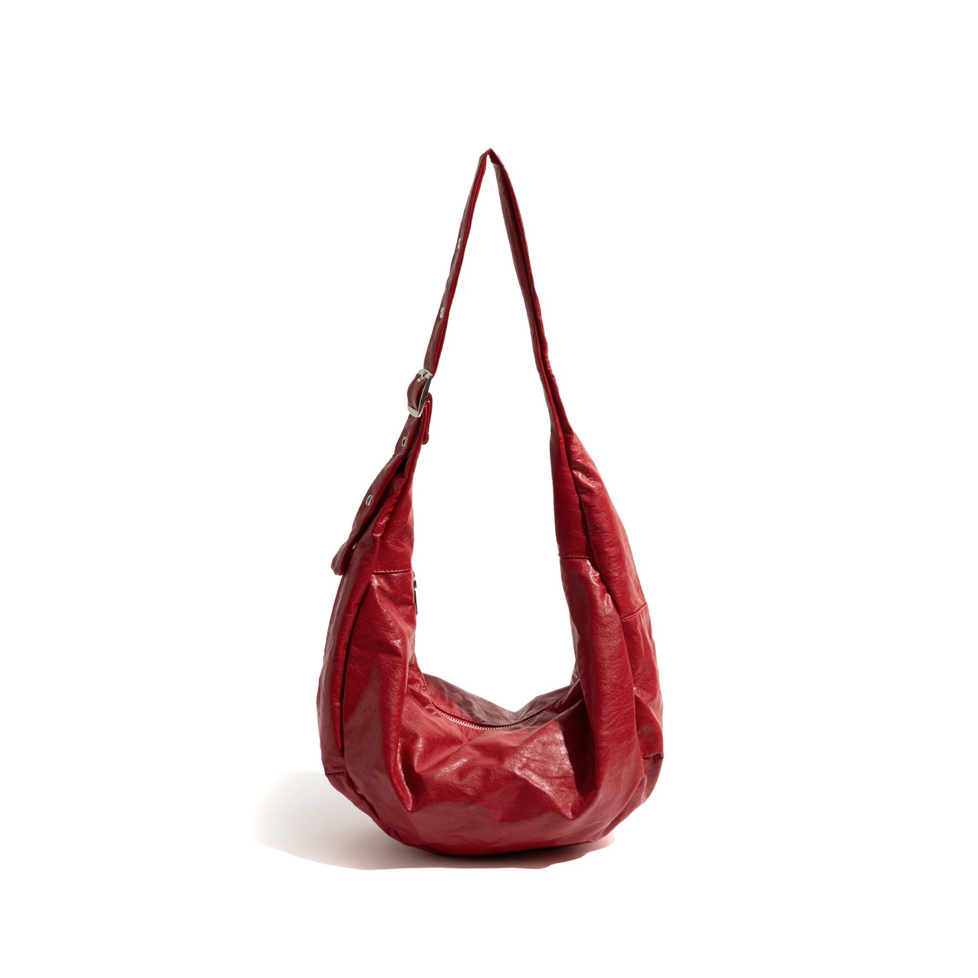 PU Leather Half Moon Hobo Fashion Shoulder Bag Adjustable Strap Phone Purse Simple Crossbody Large Bag - Vennus