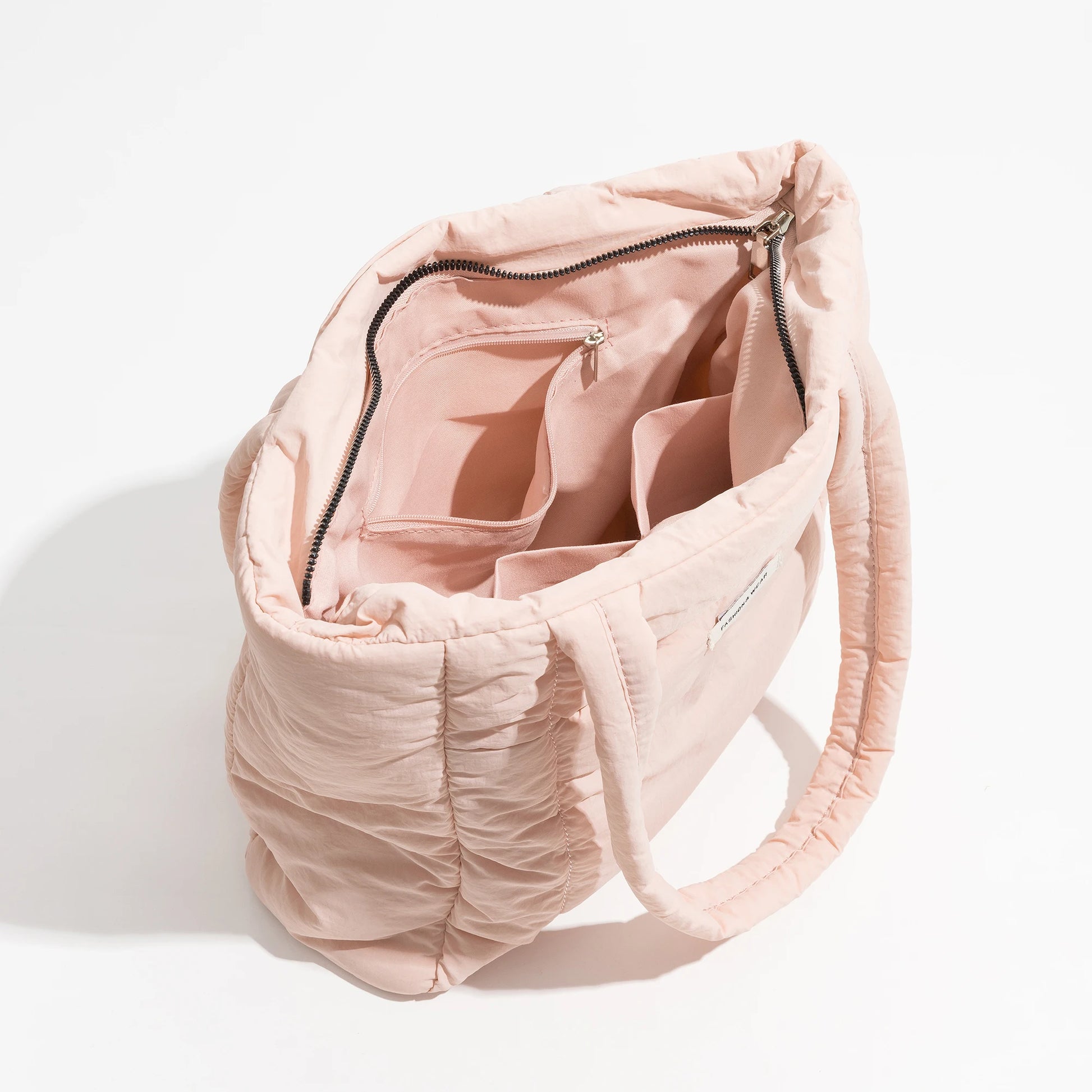 Big Square Cotton Padded Tote Bag Quilting Puffy Shoulder Shopper Purse Simple Winter Daily Handbag - Vennus