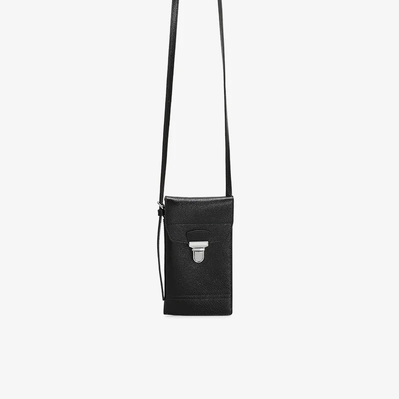 Vintage Genuine Leather Phone Bag  Luxury Women's Shoulder Purse with Delicate Hardware Stylish Crossbody Small Bag - Vennus