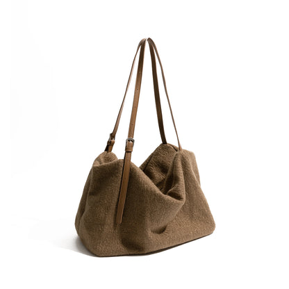 Vintage Felt Fabric Tote Handbag Fluffy Purse Commuter Shoulder Large Bag - Vennus