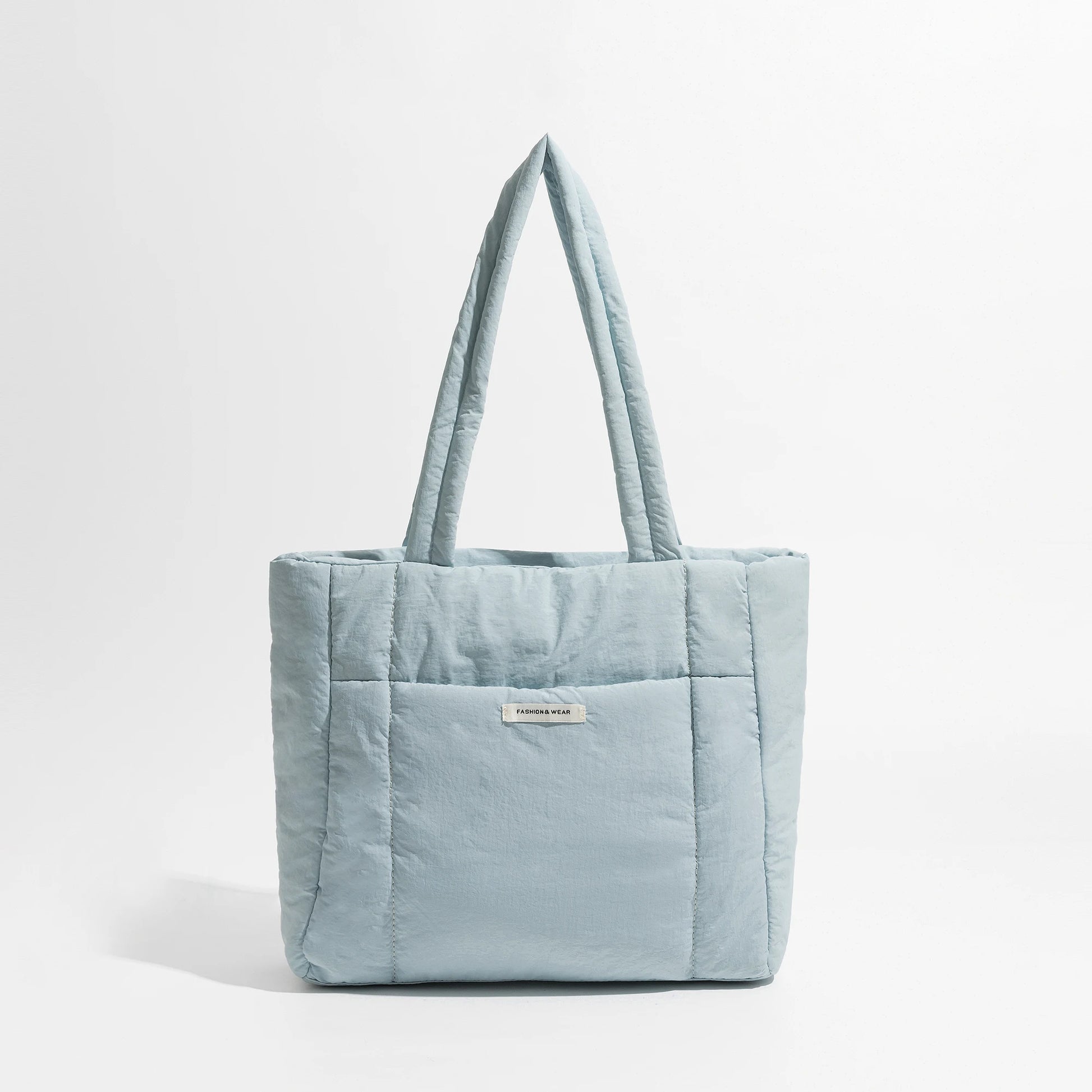 Big Square Cotton Padded Tote Bag Quilting Puffy Shoulder Shopper Purse Simple Winter Daily Handbag - Vennus