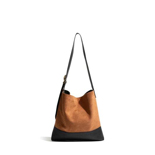 Autumn Vintage Faux Suede Tote Bag Adjustable Shoulder Strap Crossbody Bag in Retro Style - Vennus
