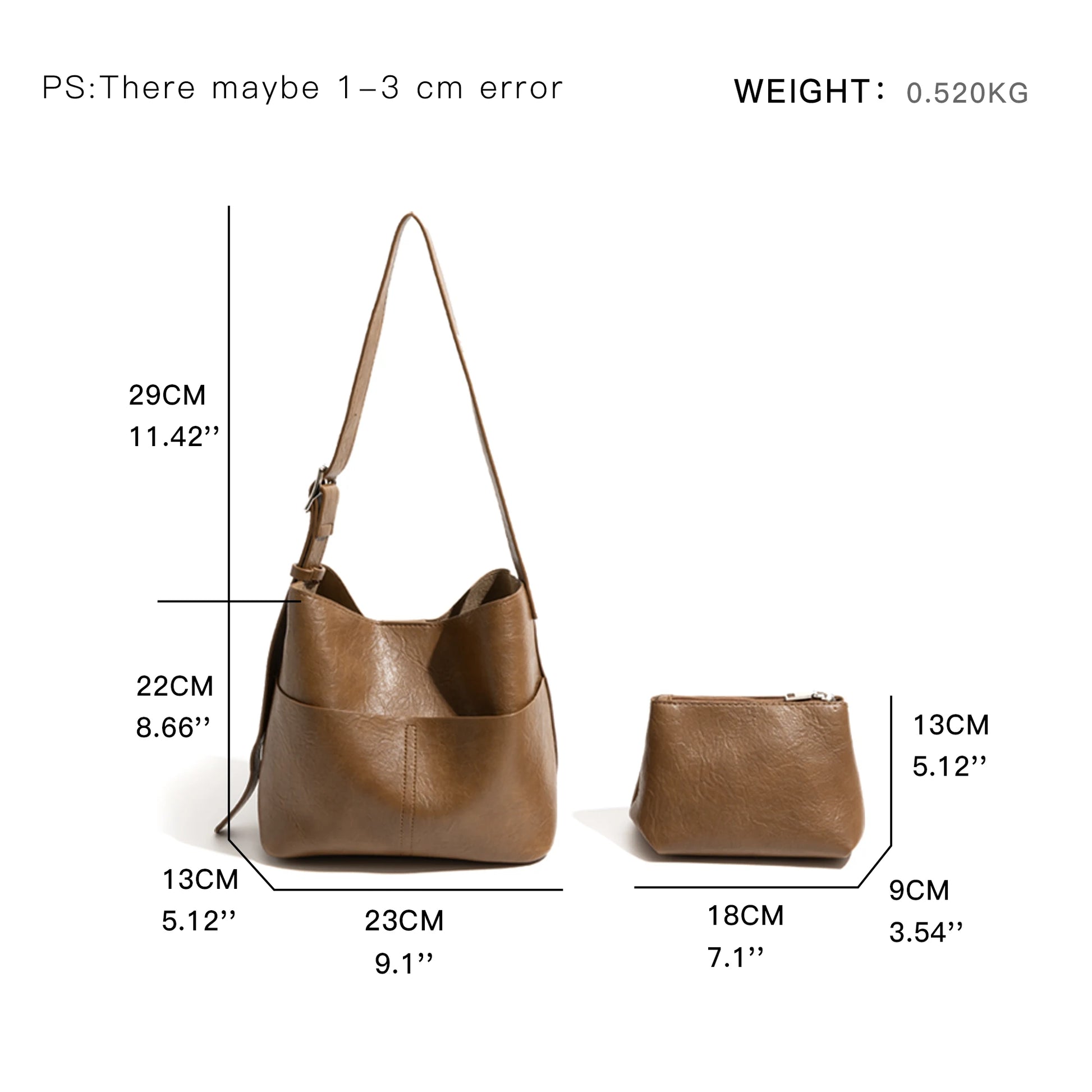 PU Leather Shoulder Bag Set 2PCS Phone Purse Simple Stylish Crossbody Bag - Vennus