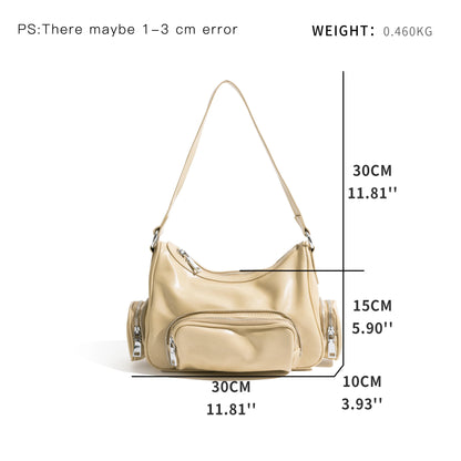 PU Leather Shoulder Multi Pocket Bag - Vennus