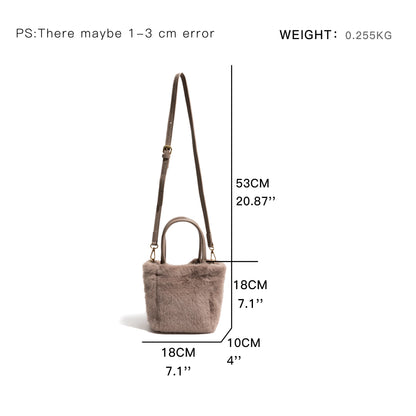 Plush Fluffy Tote Handbag Faux Purse Leather Handle Stylish Crossbody - Vennus