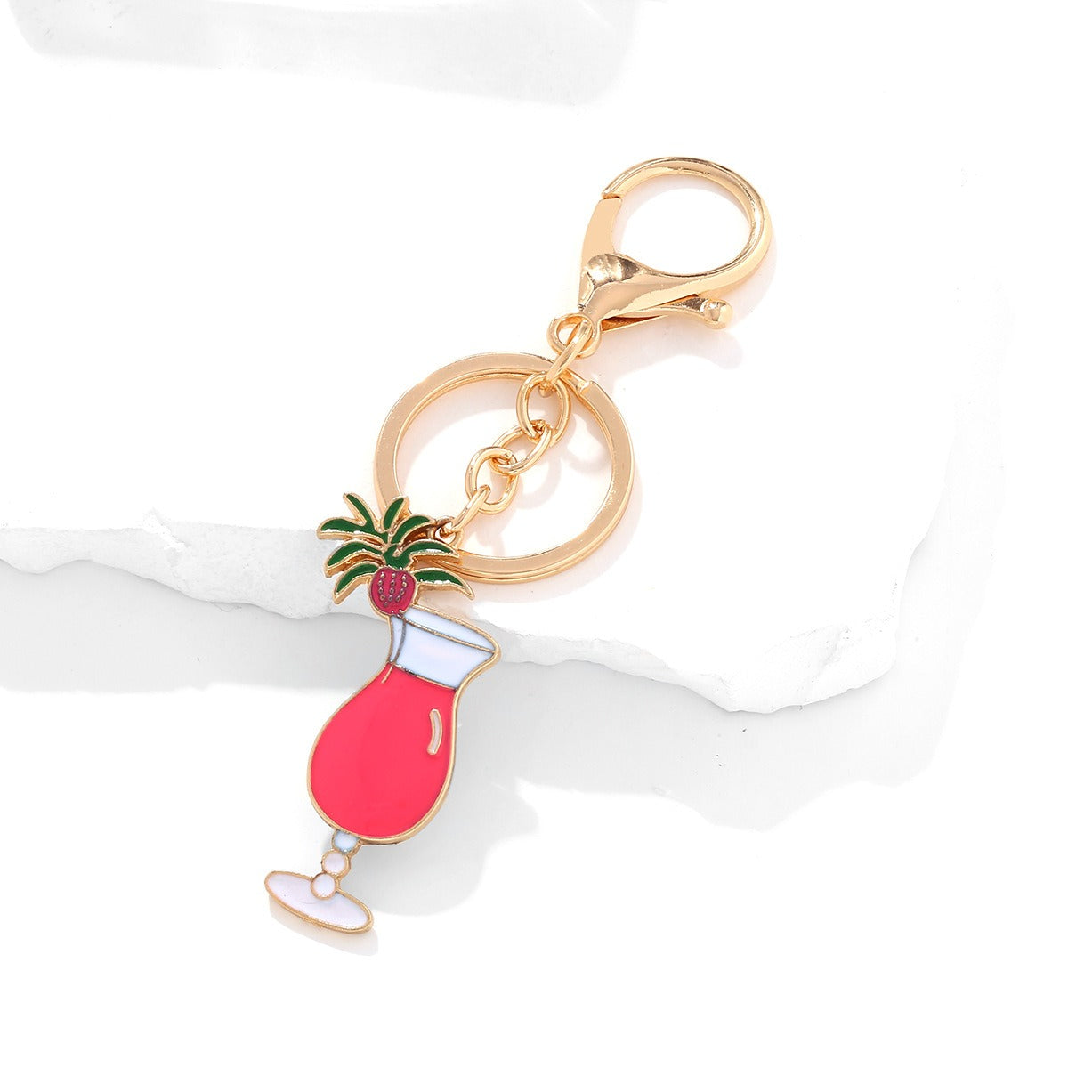 Cocktail Glass Pendant Keychain Bag Charm