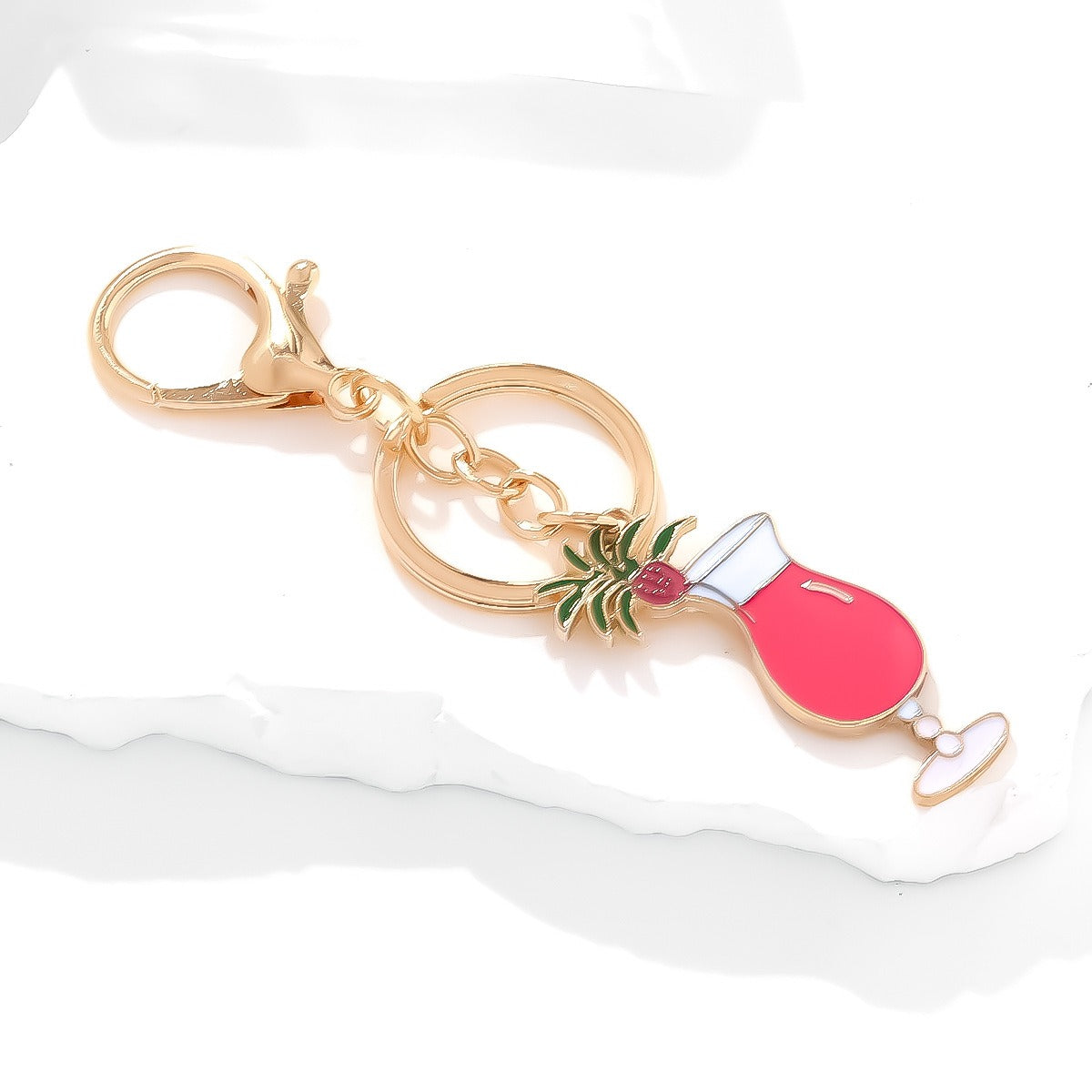 Cocktail Glass Pendant Keychain Bag Charm