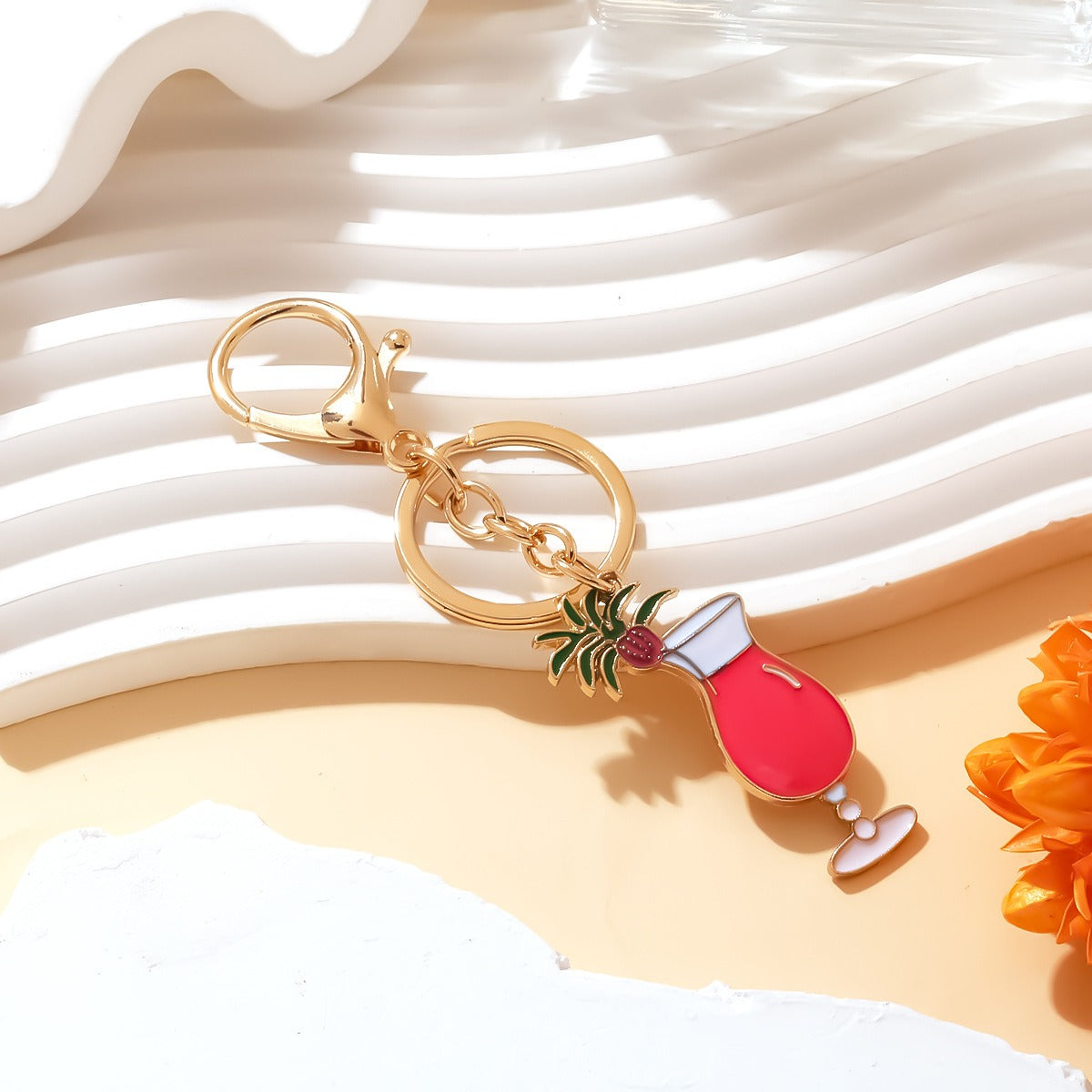 Cocktail Glass Pendant Keychain Bag Charm